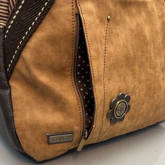 🌼 Chala Brown & Tan Shoulder Tote Bag – Stylish & Spacious 🌼 1690 - Picture 5 of 13